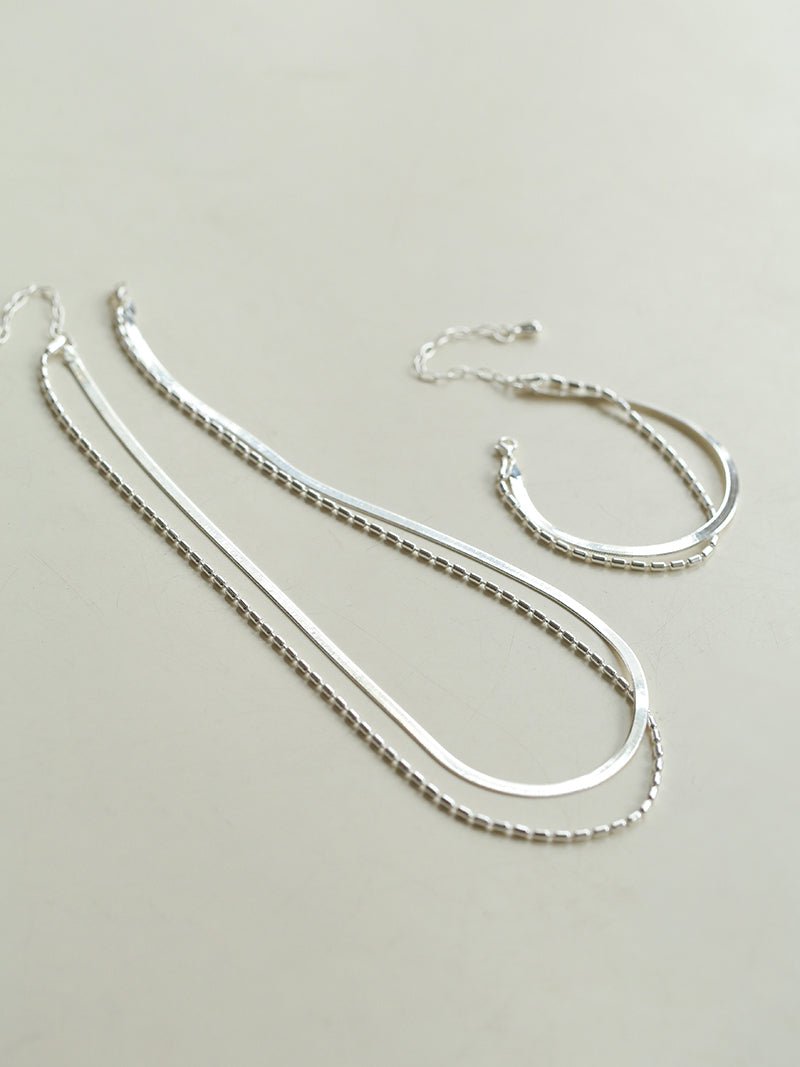 Effortless Layers 925 Silver Double Chain Bracelet - floysun