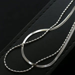 Effortless Layers 925 Silver Double Chain Necklace - floysun