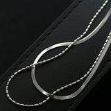 Effortless Layers 925 Silver Double Chain Necklace - floysun