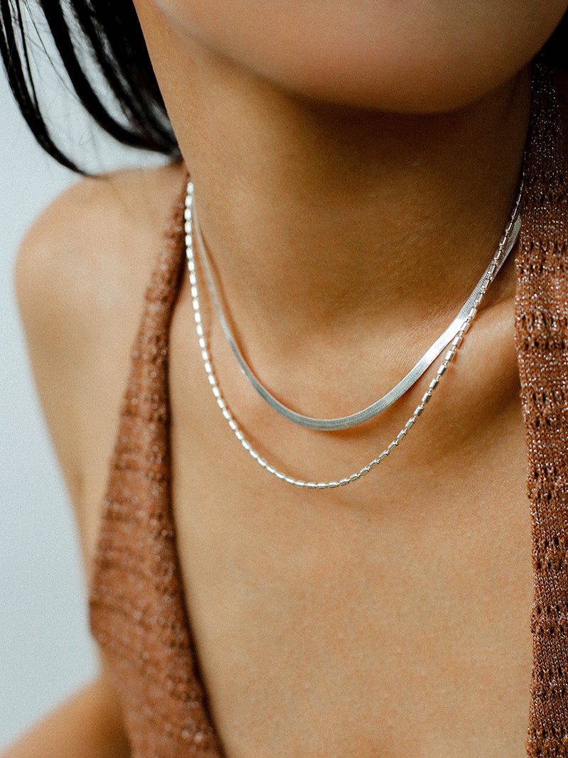 Effortless Layers 925 Silver Double Chain Necklace - floysun