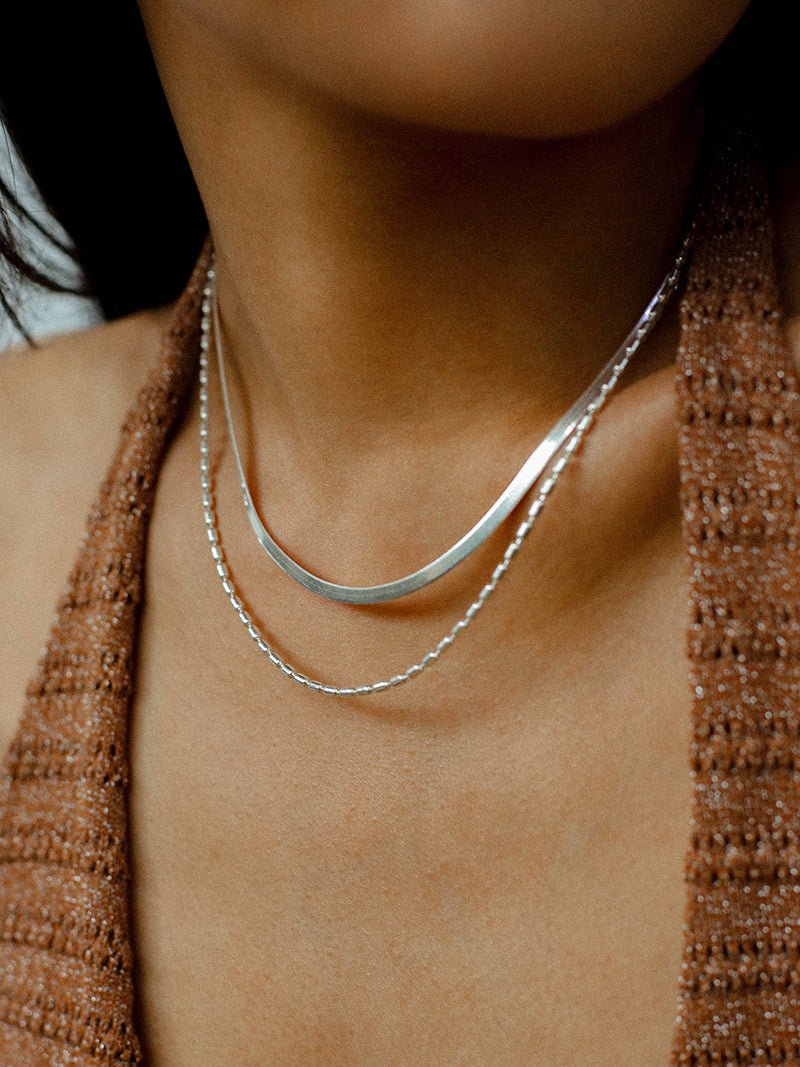 Effortless Layers 925 Silver Double Chain Necklace - floysun