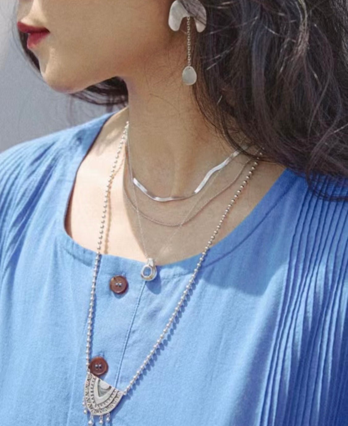 Effortless Layers 925 Silver Double Chain Necklace - floysun