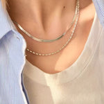 Effortless Layers 925 Silver Double Chain Necklace - floysun