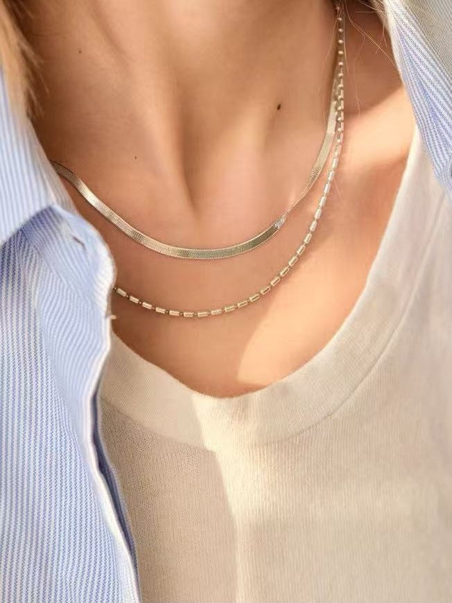 Effortless Layers 925 Silver Double Chain Necklace - floysun