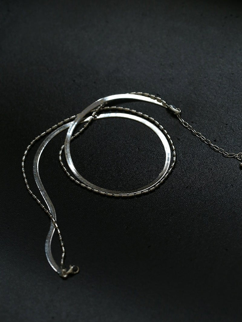 Effortless Layers 925 Silver Double Chain Necklace - floysun