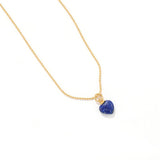 Elegant French Lapis Lazuli Heart Ball Chain Necklace - floysun