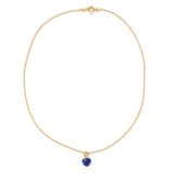 Elegant French Lapis Lazuli Heart Ball Chain Necklace - floysun