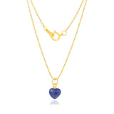Elegant French Lapis Lazuli Heart Ball Chain Necklace - floysun