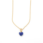 Elegant French Lapis Lazuli Heart Ball Chain Necklace - floysun