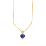 Elegant French Lapis Lazuli Heart Ball Chain Necklace - floysun