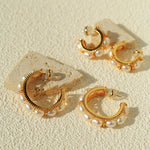 Elegant French Pearl C - Shaped Hoop Earrings - floysun