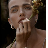 Elegant French Pearl C - Shaped Hoop Earrings - floysun