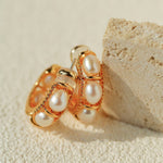 Elegant French Pearl C - Shaped Hoop Earrings - floysun