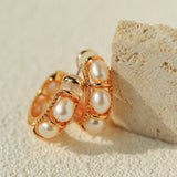 Elegant French Pearl C - Shaped Hoop Earrings - floysun