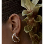 Elegant French Pearl C - Shaped Hoop Earrings - floysun