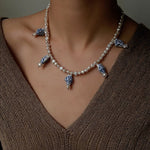 Elegant Hand-Painted Blue and White Ceramic Fish Freshwater Pearl Necklace - floysun