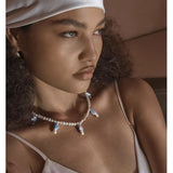 Elegant Hand-Painted Blue and White Ceramic Fish Freshwater Pearl Necklace - floysun