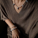 Elegant Hand-Painted Blue and White Ceramic Fish Freshwater Pearl Necklace - floysun