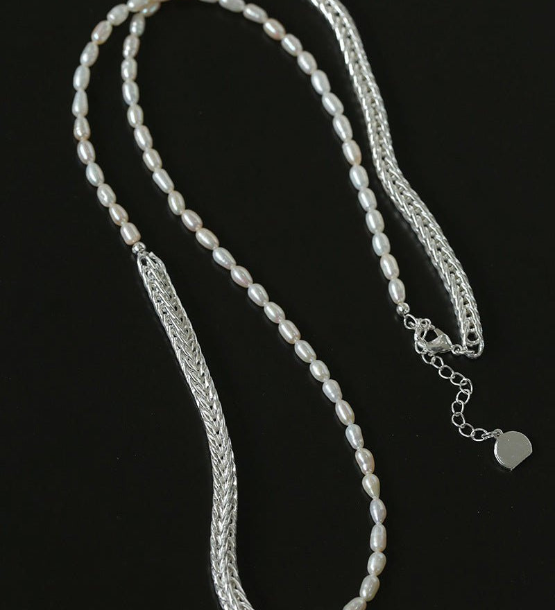 Elegant Long Chunky Chain Splicing Pearl Necklace - Pearl - floysun