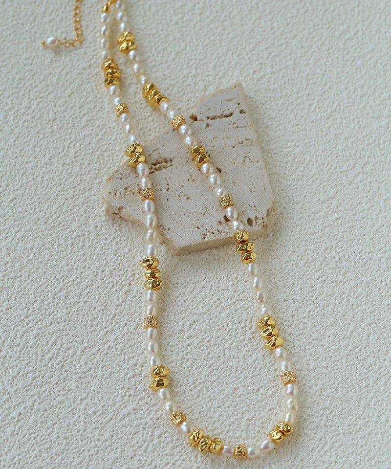 Elegant Minimalist Freshwater Pearl Beaded Choker Necklace - floysun