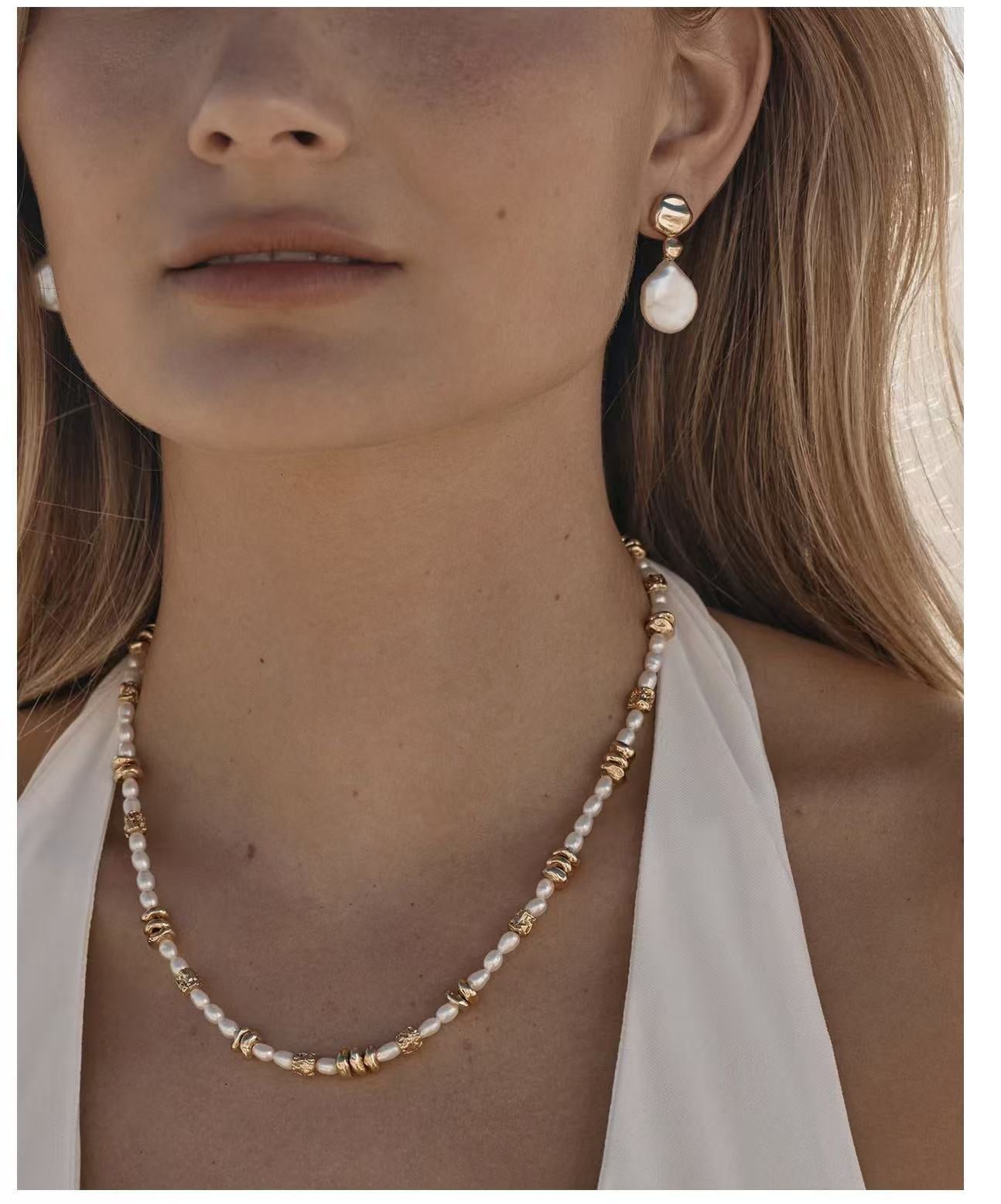 Elegant Minimalist Freshwater Pearl Beaded Choker Necklace - floysun