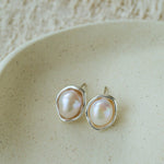 Elegant Minimalist Oval Freshwater Pearl Stud Earrings - floysun
