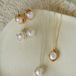 Elegant Minimalist Oval Freshwater Pearl Stud Earrings - floysun