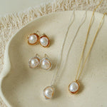 Elegant Minimalist Oval Freshwater Pearl Stud Earrings - floysun