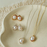 Elegant Minimalist Oval Freshwater Pearl Stud Earrings - floysun