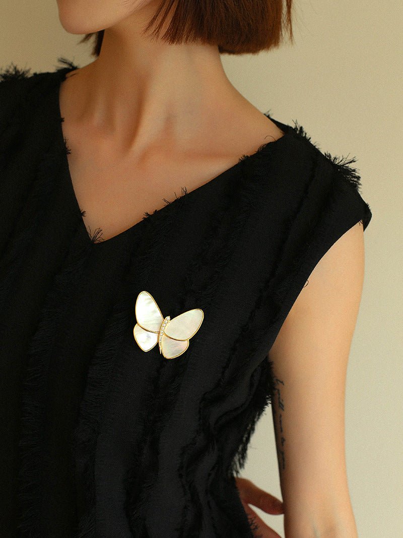 Elegant Mother of Pearl Butterfly Brooch - floysun