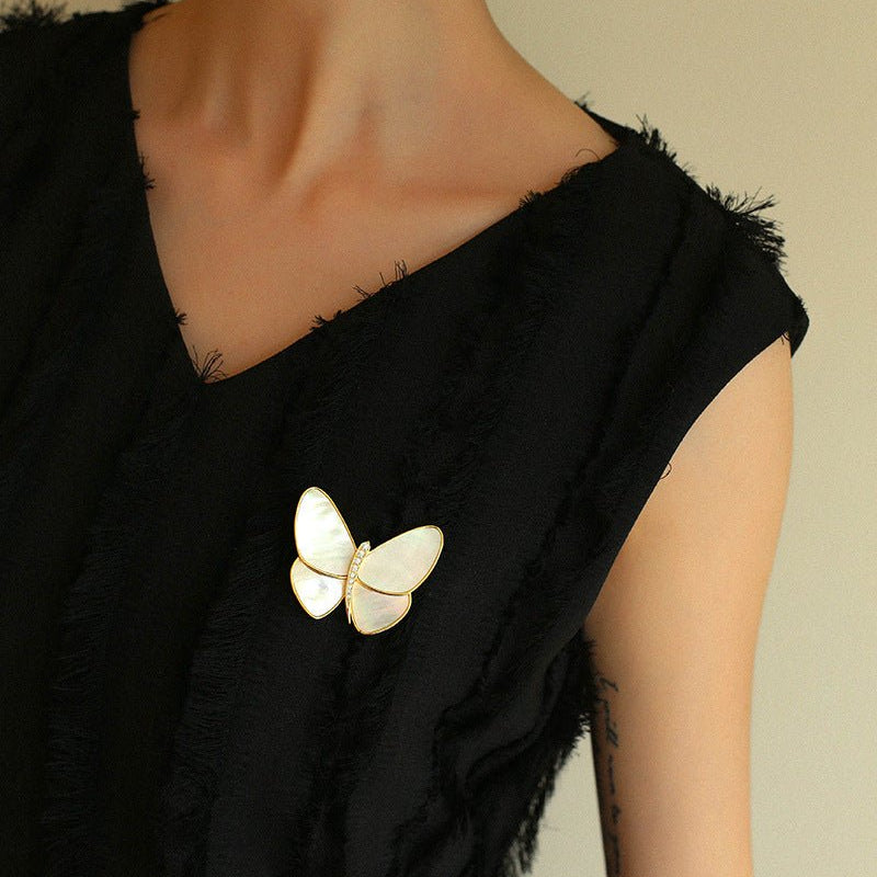Elegant Mother of Pearl Butterfly Brooch - floysun