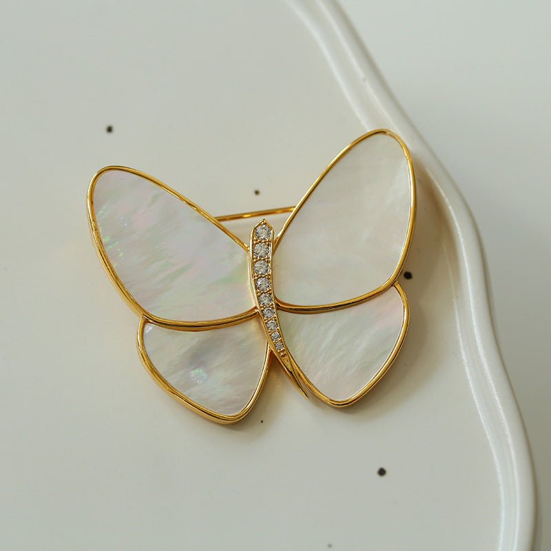 Elegant Mother of Pearl Butterfly Brooch - floysun