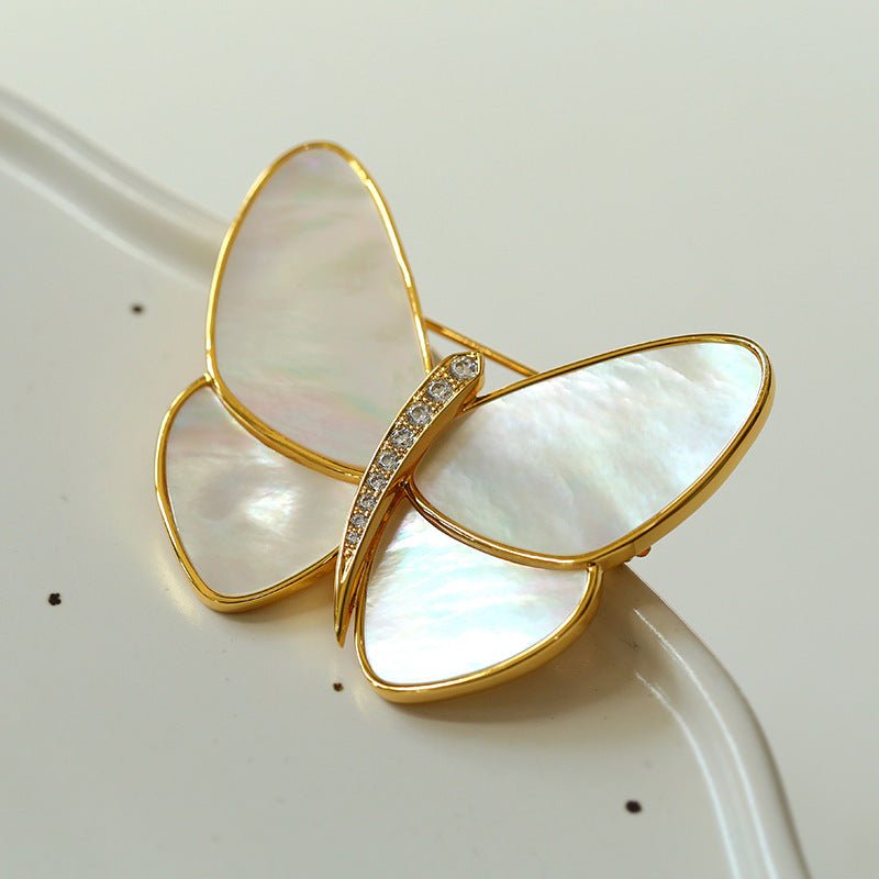 Elegant Mother of Pearl Butterfly Brooch - floysun