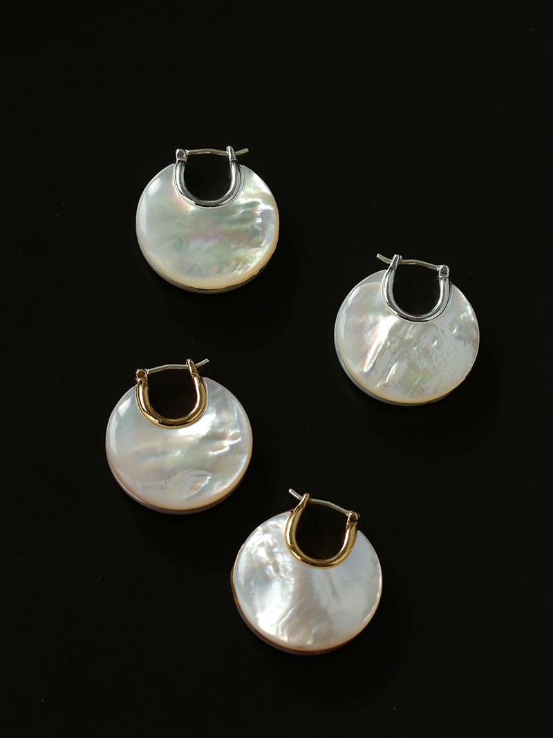 Elegant Mother - of - Pearl Double - Sided Earrings - floysun