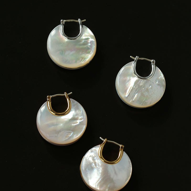 Elegant Mother - of - Pearl Double - Sided Earrings - floysun