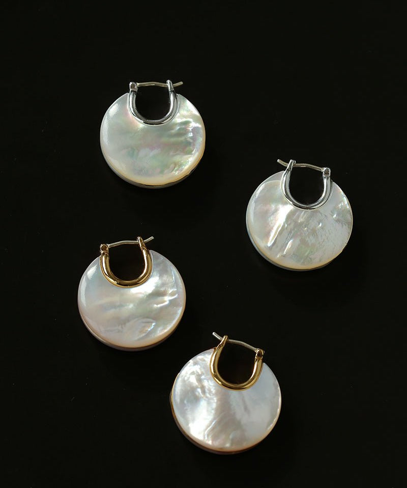 Elegant Mother - of - Pearl Double - Sided Earrings - floysun
