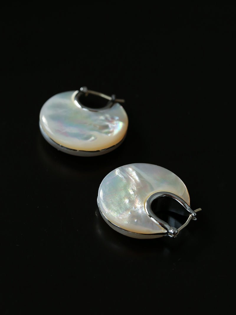 Elegant Mother - of - Pearl Double - Sided Earrings - floysun