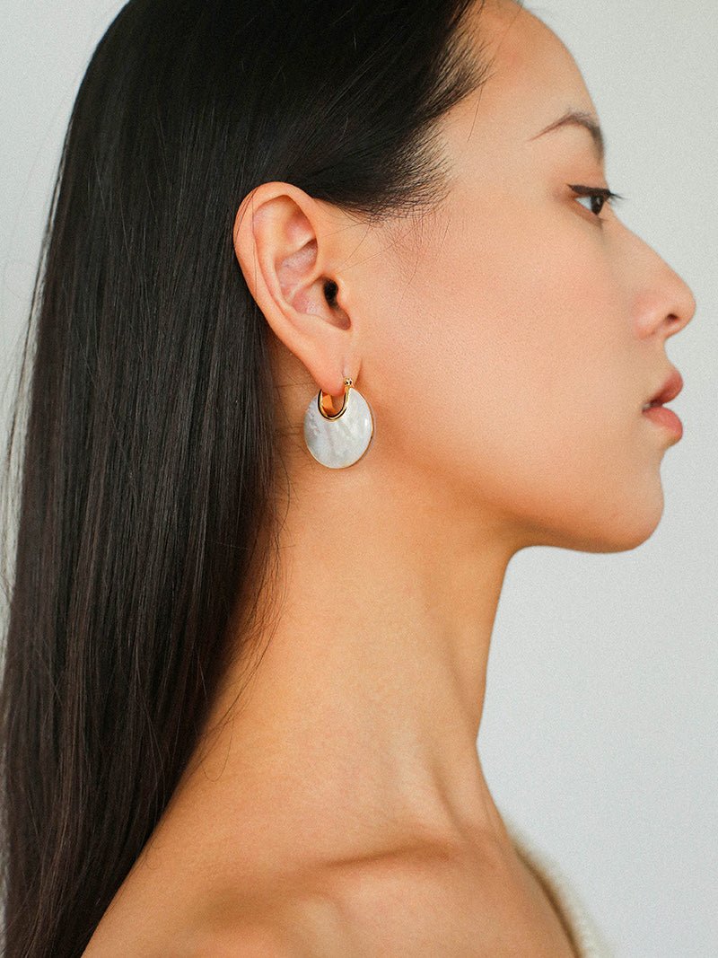Elegant Mother - of - Pearl Double - Sided Earrings - floysun