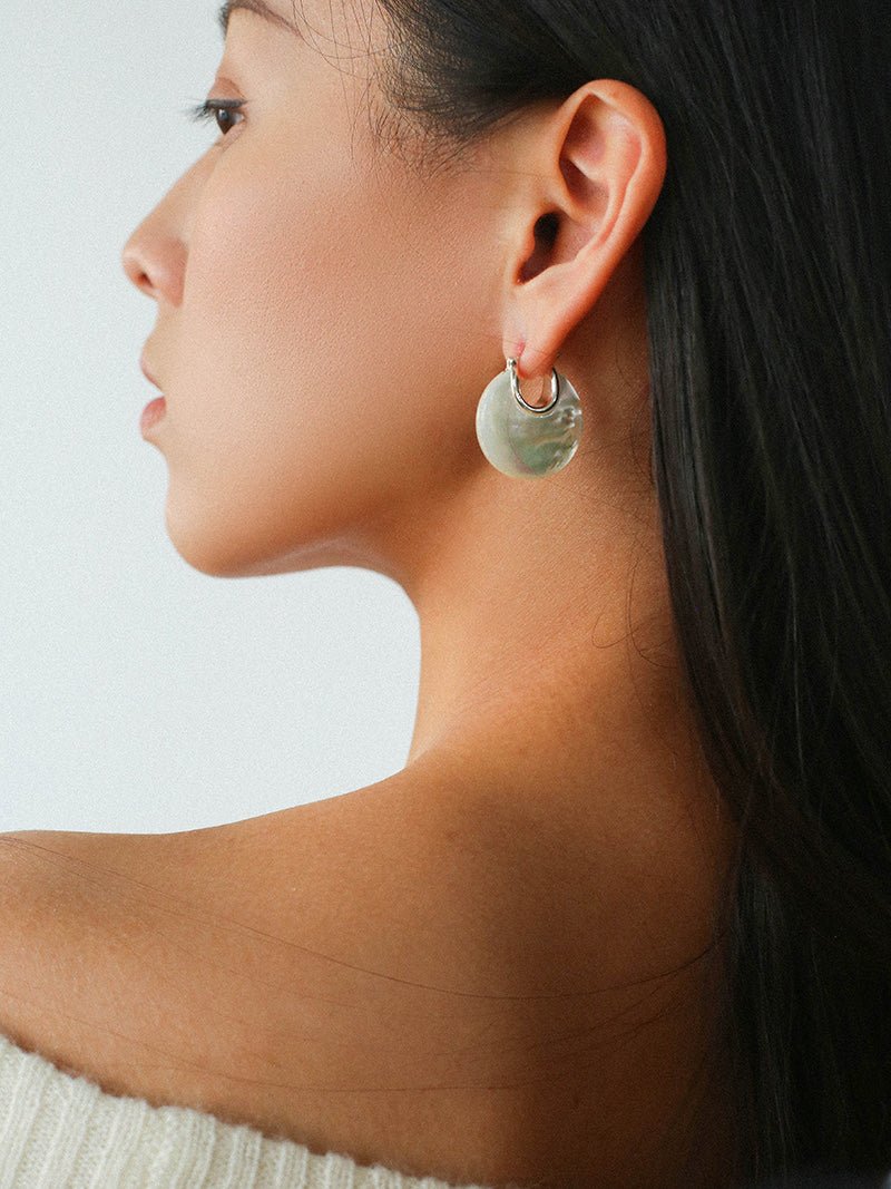 Elegant Mother - of - Pearl Double - Sided Earrings - floysun