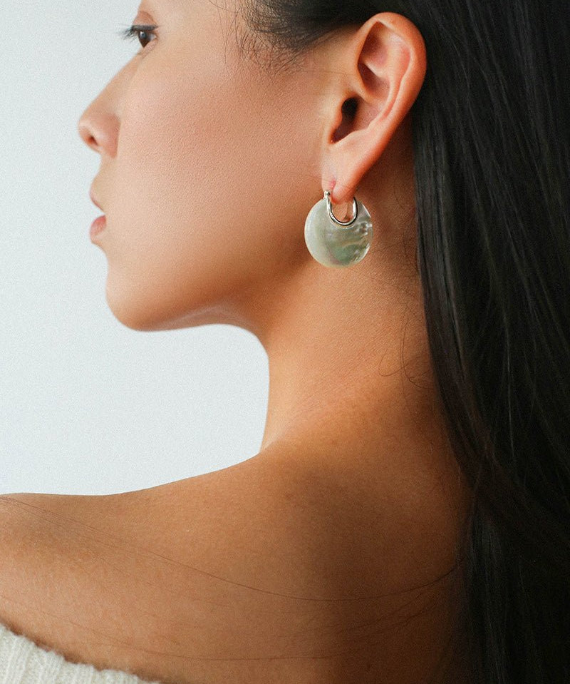 Elegant Mother - of - Pearl Double - Sided Earrings - floysun