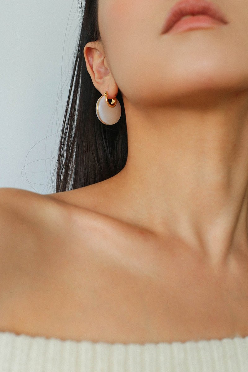 Elegant Mother - of - Pearl Double - Sided Earrings - floysun