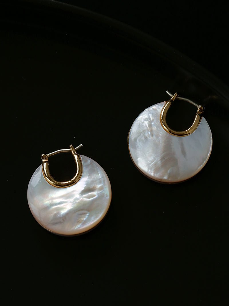 Elegant Mother - of - Pearl Double - Sided Earrings - floysun