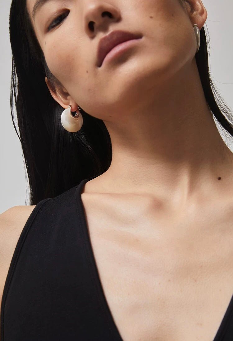 Elegant Mother - of - Pearl Double - Sided Earrings - floysun