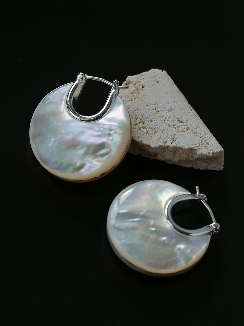 Elegant Mother - of - Pearl Double - Sided Earrings - floysun