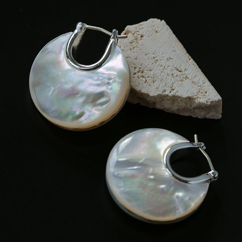 Elegant Mother - of - Pearl Double - Sided Earrings - floysun