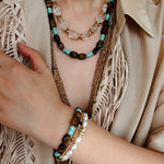 Elegant Natural Pearl Bracelet with Gold & Diamond Accents - floysun