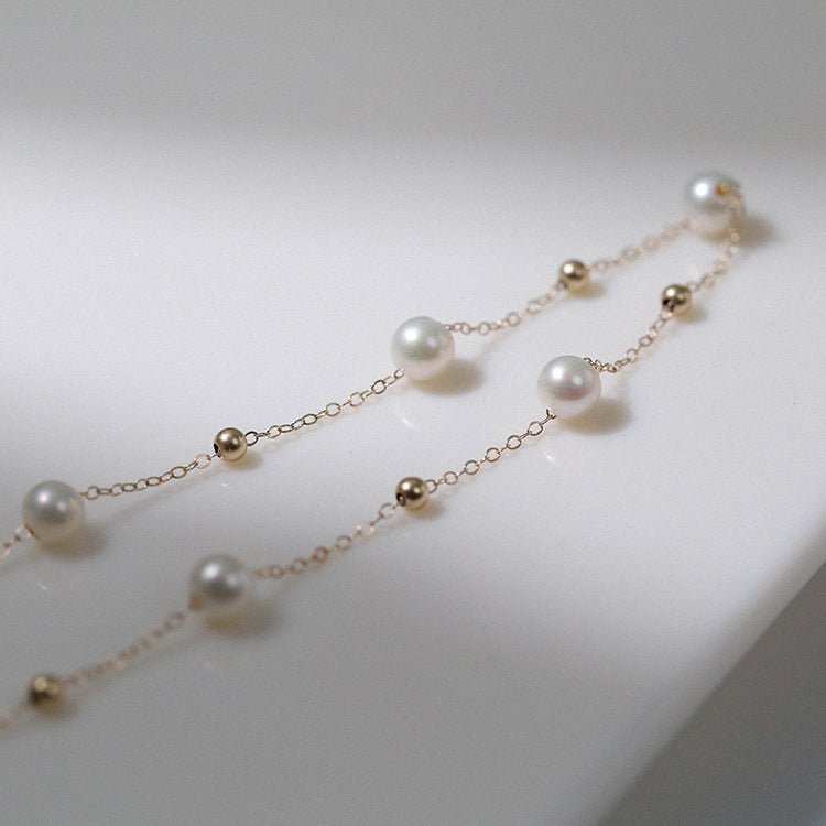 Elegant Stardust Pearl Chain Necklace - floysun