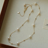 Elegant Stardust Pearl Chain Necklace - floysun