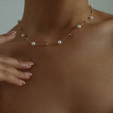 Elegant Stardust Pearl Chain Necklace - floysun