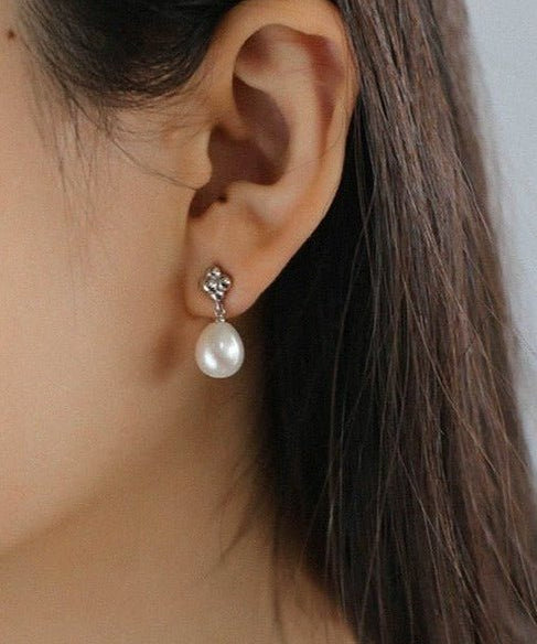 Elegant Sterling Silver Pearl Earrings - floysun